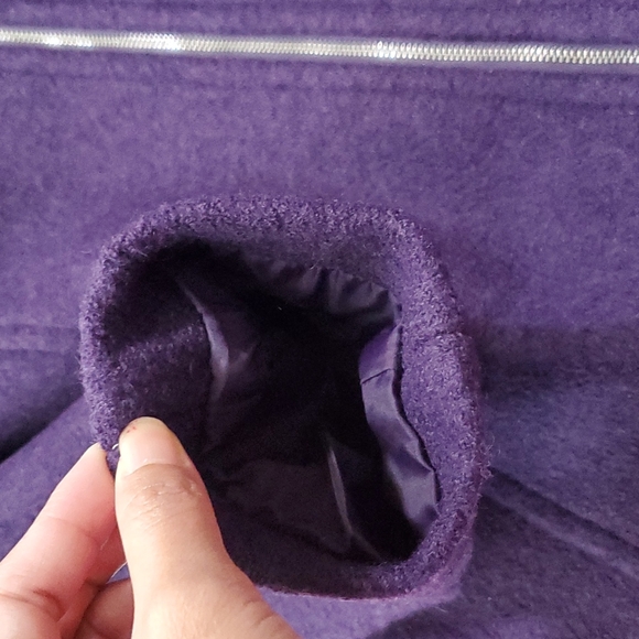 Lands'end Wool Blend Zip Up Coat Size 12 Purple Women's  Lined With Collar - Picture 6 of 8